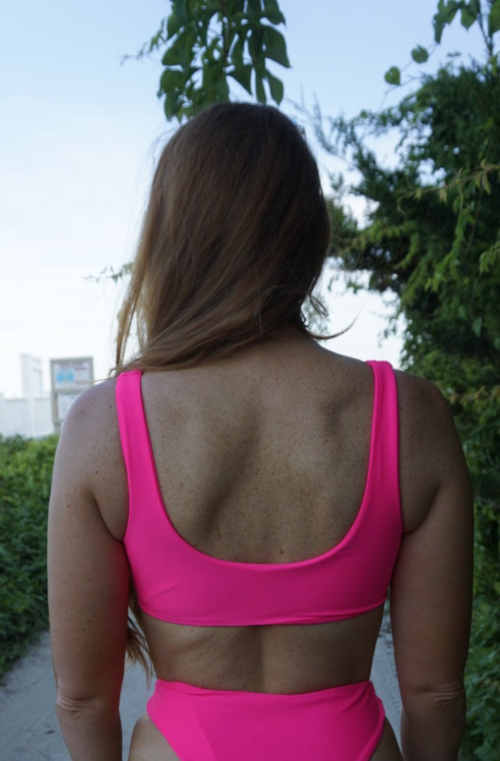 Fluorescent Flamingo Pink Bikini Top