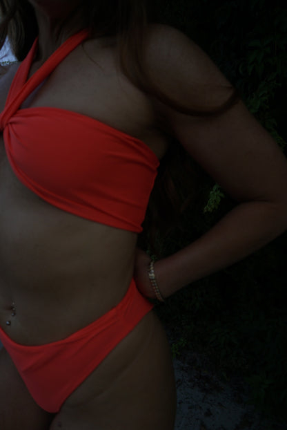 Tiger Orange Halter Bikini Top